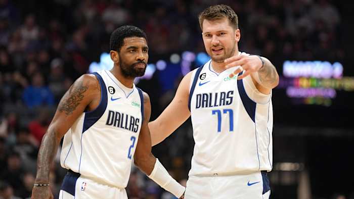 Dallas Mavericks guard Kyrie Irving and guard Luka Doncic.